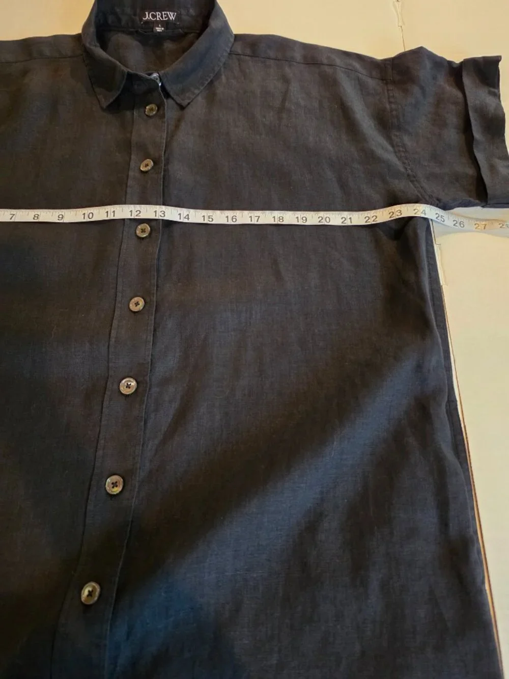 J Crew Capitaine Black Linen Shirt Dress Size Large NWOT